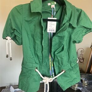 Green tie top with rope details from Anthropology. NWT
